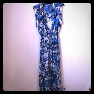 Blue Floral maxi dress with liner Townsen